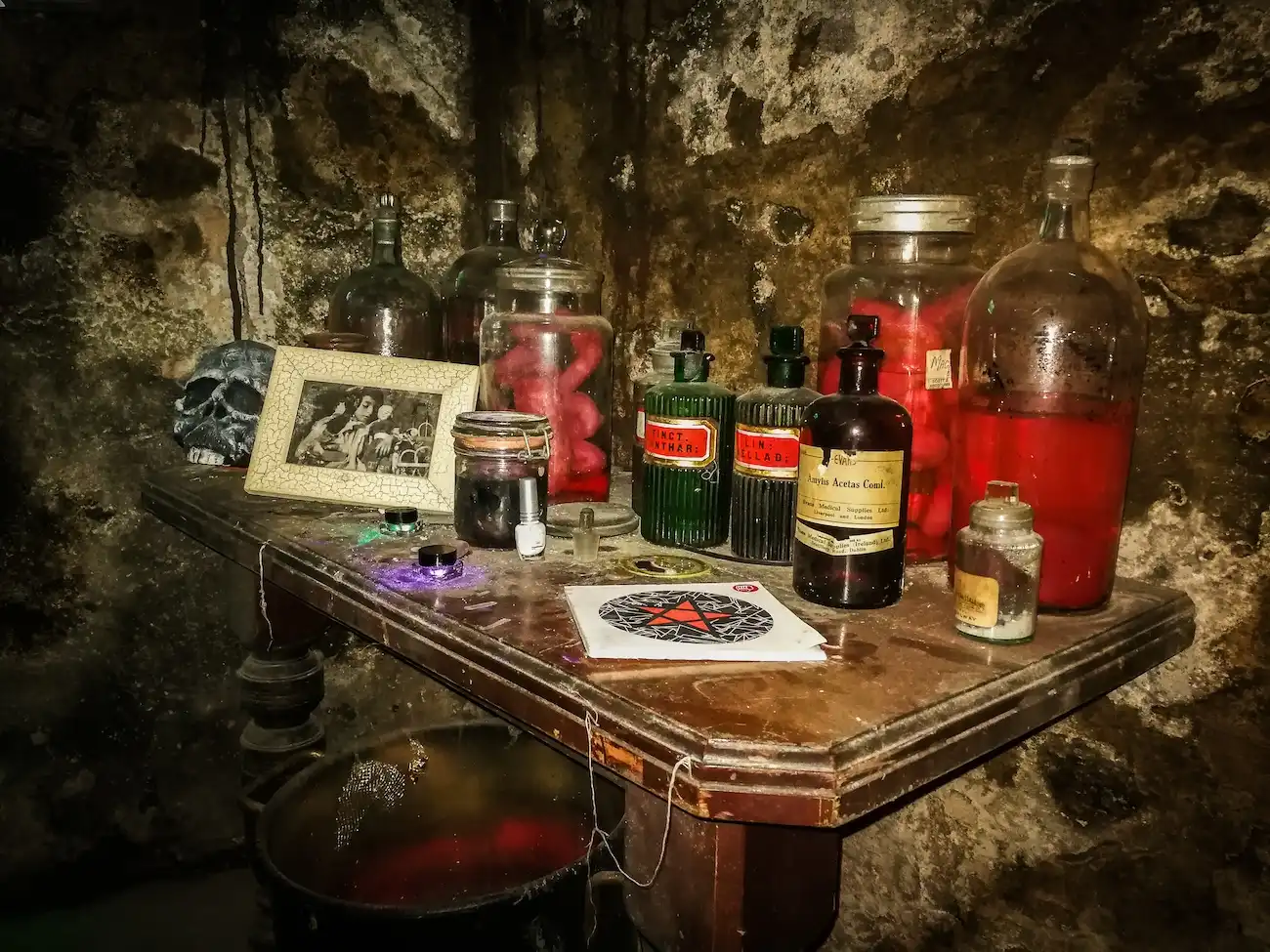 Potions table at the National Wax Museum Plus in Dublin, Ireland.