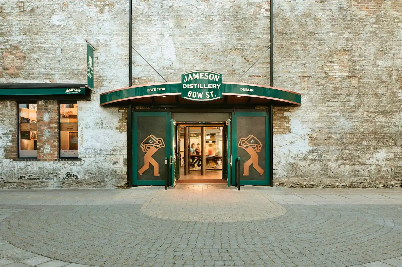 The exterior entrance of the Jameson Distillery on Bow Street, Dublin.
